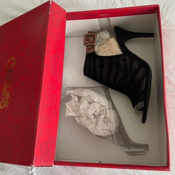 Carlos Santana Women's Ankle Strap Open Toe Black Suede High Heels - Size 6. - Picture 11 of 12